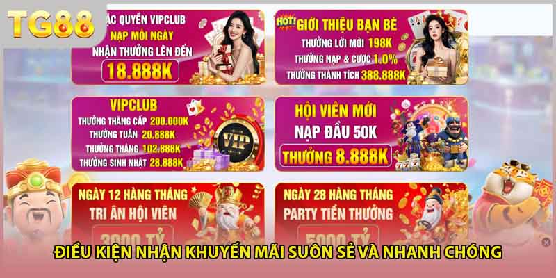 Điều kiện nhận khuyến mãi suôn sẻ và nhanh chóng